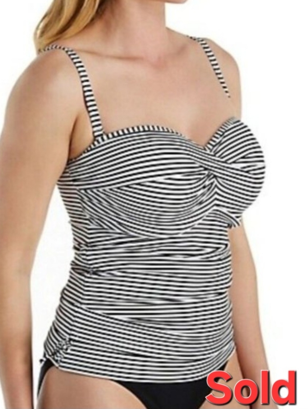 Tankini Panache Anya Stripe Bandeau Swimwear Top Women's 38DD